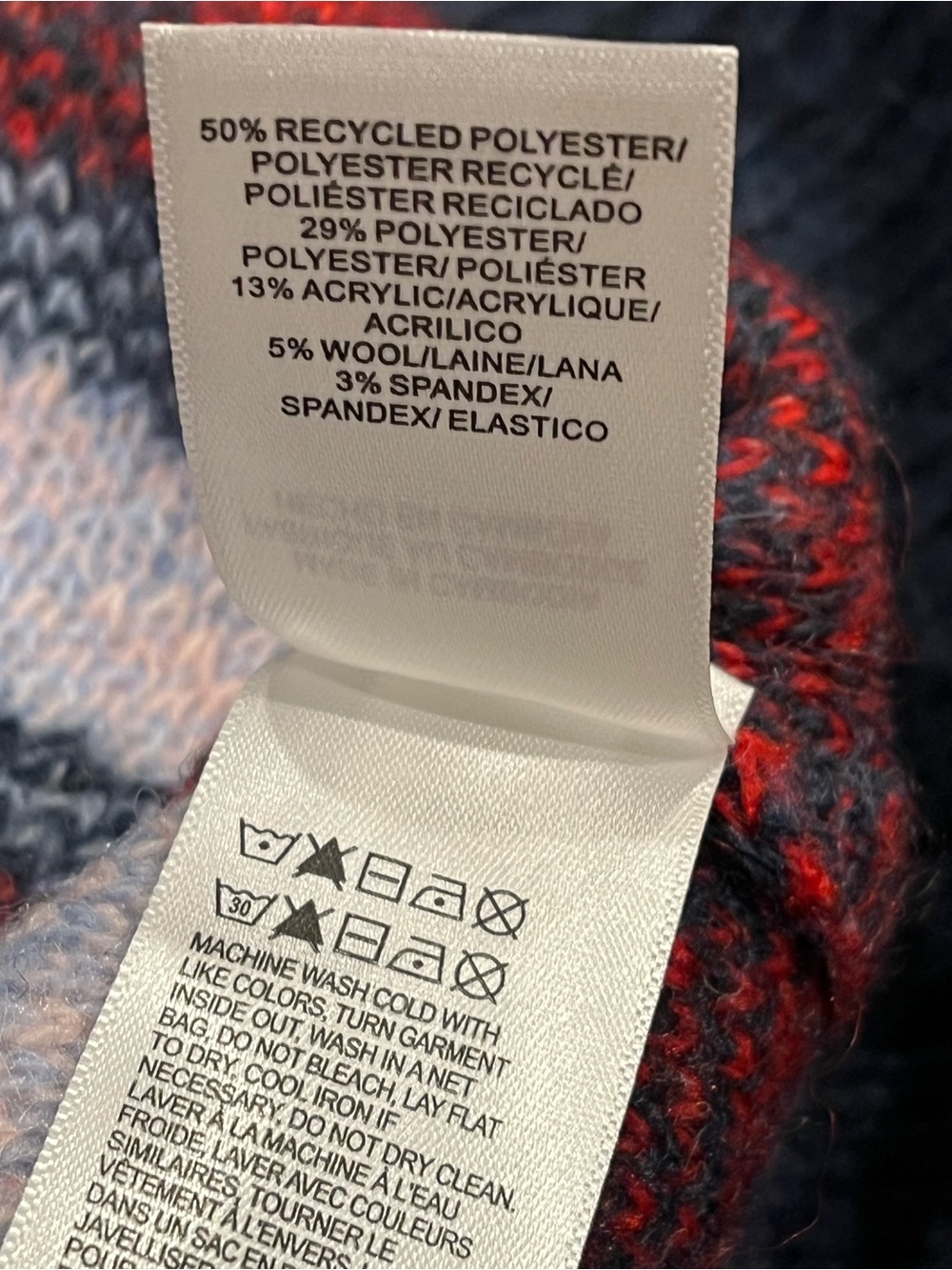 Lucky Brand Navy Fair Isle Button-Front Cardigan with Red and Light Blue NWT - Picture 11 of 11